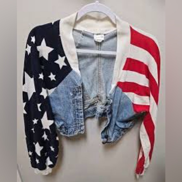 Rare Vintage 80s Frederick's of Hollywood American Flag Crop Jacket MAGA - Picture 9 of 9